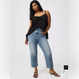 Torrid NWT Georgette Ruffle Cami Deep Black 1x v neck